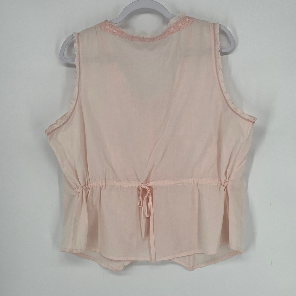 La Cera Pink Cotton Pajama Set XL Embroidered Ruffle Bloomers Cottagecore Boho - Picture 14 of 16